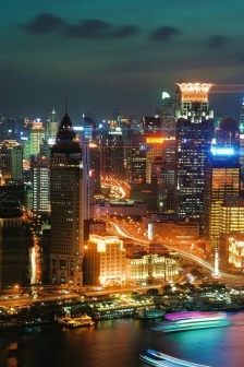 摩登建築大樓暮色美景手機壁紙