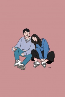Couple illustration aesthetic mobile wallpaper