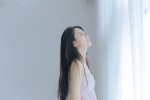 Beautiful long-haired beauty in simple Japanese style photo