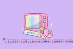 August 2021 pink cartoon desktop calendar wallpaper