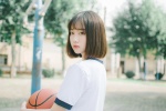 Sexy photo of girls playing basketball in vitality uniforms