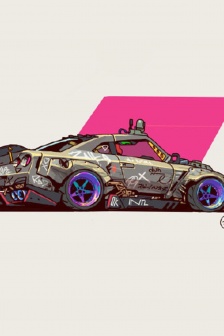 Cyberpunk style car mobile wallpaper