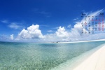 March 2022 blue sea beach desktop calendar wallpaper