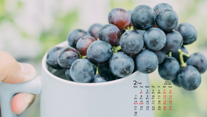 February 2022 fresh food scenery calendar wallpaper