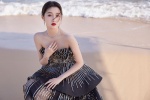 Guan Xiaotong sexy photo in black flowing dress