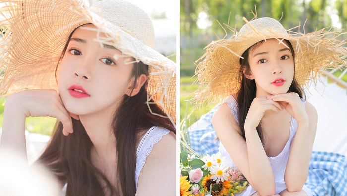清新係夏日草帽美女壁紙圖片