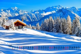 Beautiful snow HD calendar wallpaper for December 2021