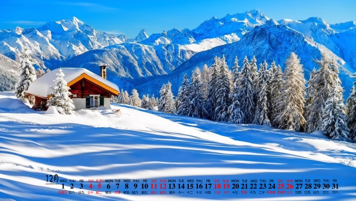Beautiful snow HD calendar wallpaper for December 2021