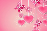 520粉紅色的愛心情人節桌麵壁紙