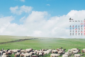 April 2022 green grassland scenery calendar wallpaper