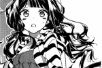 Two dimensional black and white anime girl cute avatar