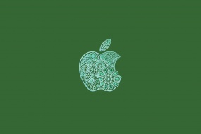 Apple theme green eye protection computer wallpaper