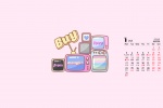 January 2022 girly cute cartoon calendar wallpaper