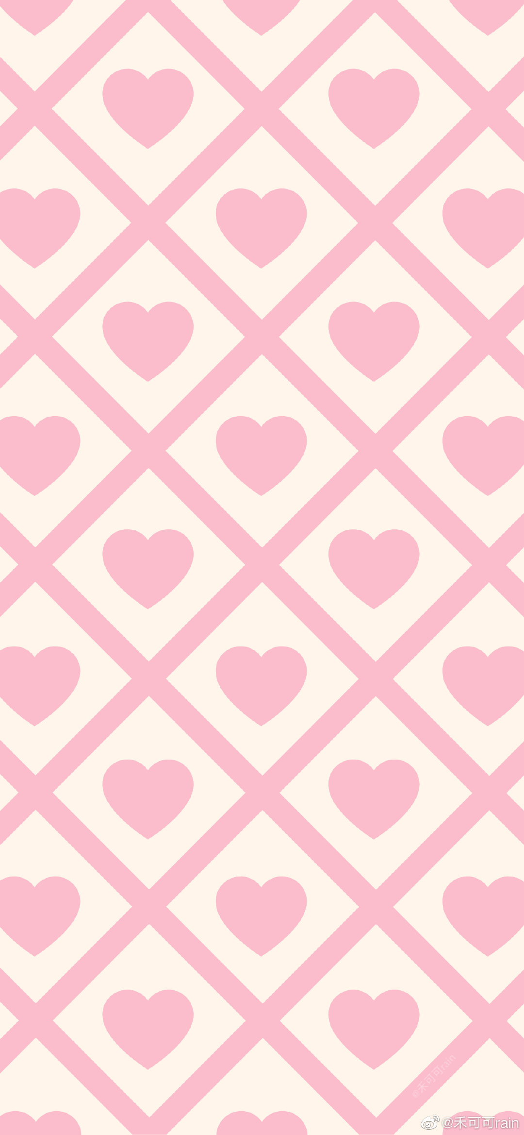粉色格子爱心条纹手机壁纸