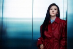Jing Tian cool and sexy photo in red windbreaker