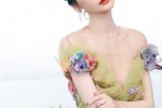 Angelababy sexy photo in yellow and green carved dress