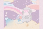 Girly Cute Rabbit Astronaut Mobile Wallpaper