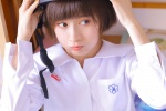 Japanese style sexy home photo of beauty in college uniform