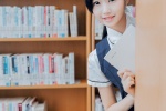 Sichuan school beauties beautiful uniform photos in the library
