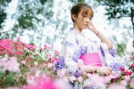Beauty in kimono outdoor aesthetic photo desktop wallpaper