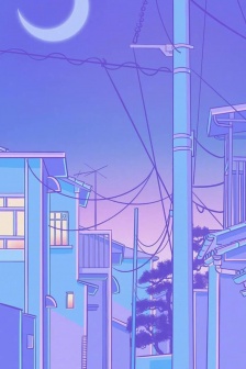 紫色少女係動漫場景手機壁紙