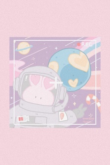 Girly Cute Rabbit Astronaut Mobile Wallpaper