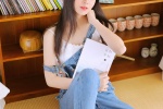 露肩吊帶美妝減齡背帶褲美女寫真
