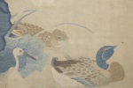 HD picture of partial details of Zhu Kerou's tapestry painting of suckling duck in lotus pond