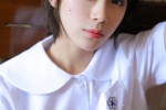 Cool short-haired beauty student uniform sexy photo