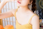 Sexy beauty model with suspender ponytail and eye-catching photo