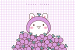 Big Tooth Rabbit Strawberry Grape Cartoon Wallpaper