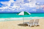 March 2022 blue sea beach desktop calendar wallpaper