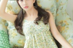 純欲少女印花吊帶裙性感寫真
