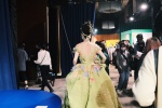 Angelababy sexy photo in yellow and green carved dress